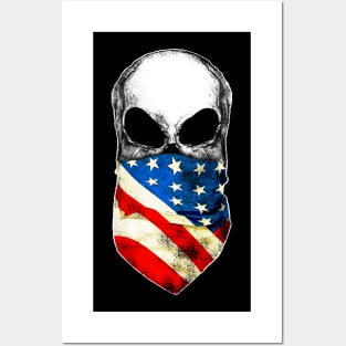 skull, bandanas, american, usa, flag, Posters and Art